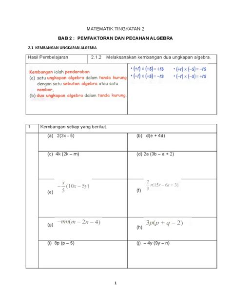 Contoh Soalan Matematik Ungkapan Algebra Image