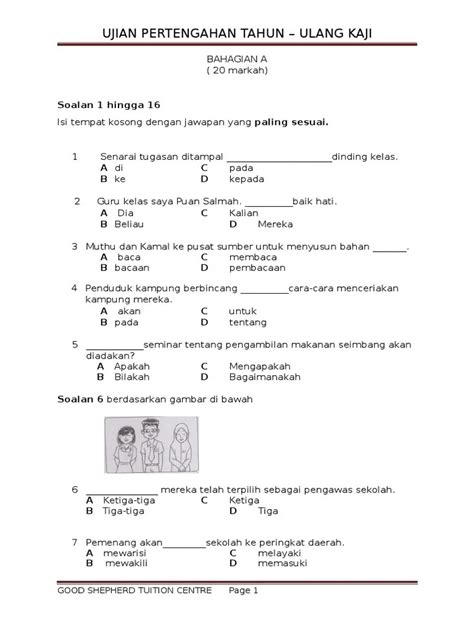 Soalan Ujian Bulan Mac Bahasa Melayu Tahun 3 Image